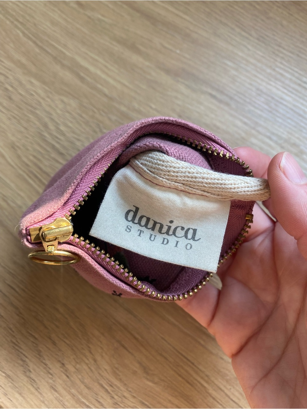 Pink Embroidered Beetle Cotton Coin Pouch - Picture 5 of 8